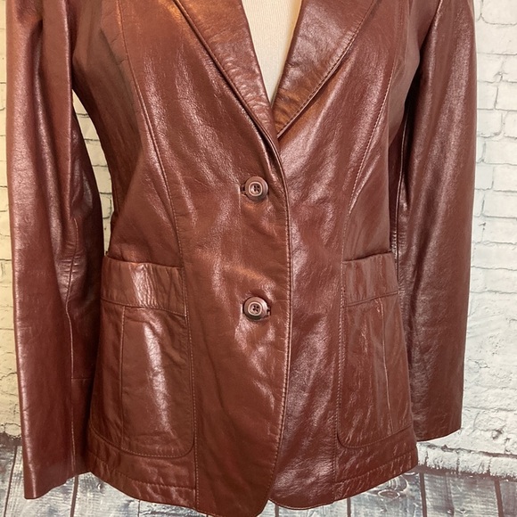 Wilsons Leather Vintage 70s Leather Jacket Blazer Sz 10 Maroon Boho Retro Hippie - Picture 7 of 16